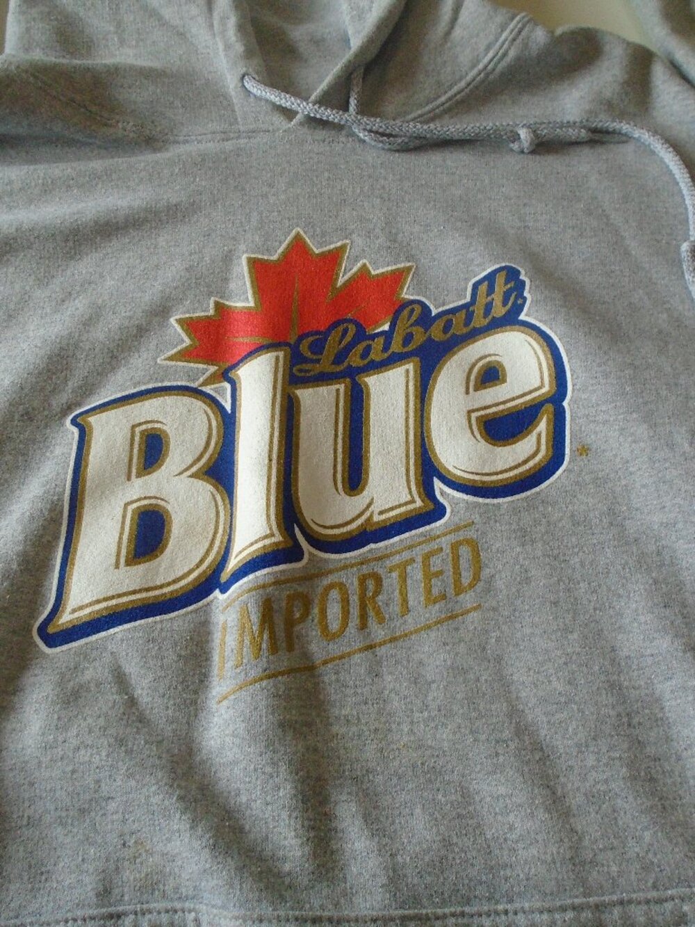 labatt blue hoodie adult xl SOME STAINS gray BIN P2